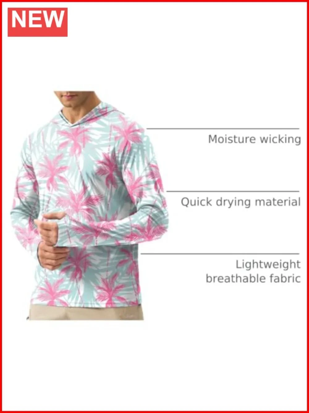 Men's UPF 50+ Sun Protection Hoodie Long Sleeve Rash Guard Shirt for Fishing